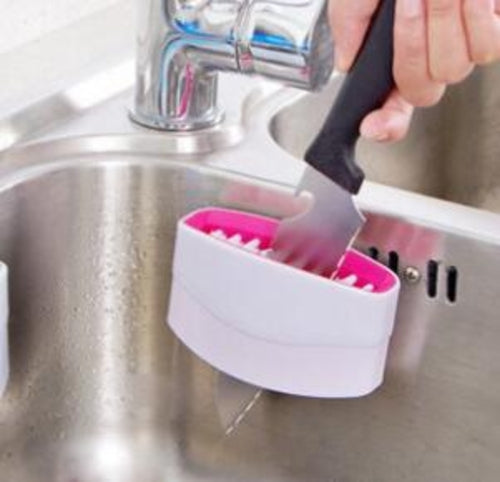 Creative Kitchen Knife and Fork Chopsticks Cleaning Brush with Suction