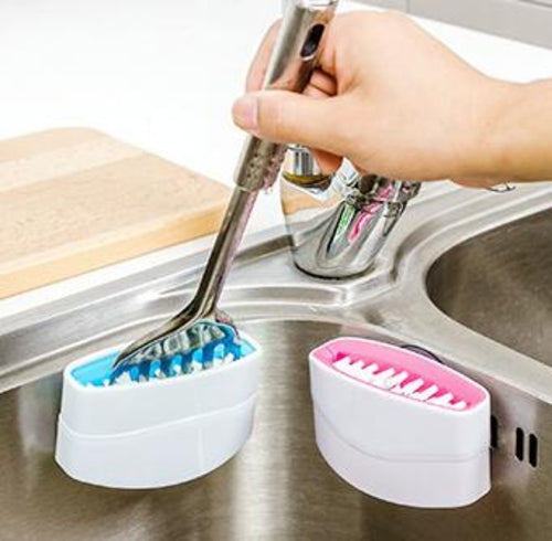 Creative Kitchen Knife and Fork Chopsticks Cleaning Brush with Suction
