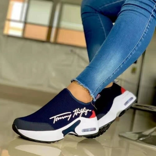Casual Breathable Wedge Ladies Walking Sneakers Flat Women's Shoes