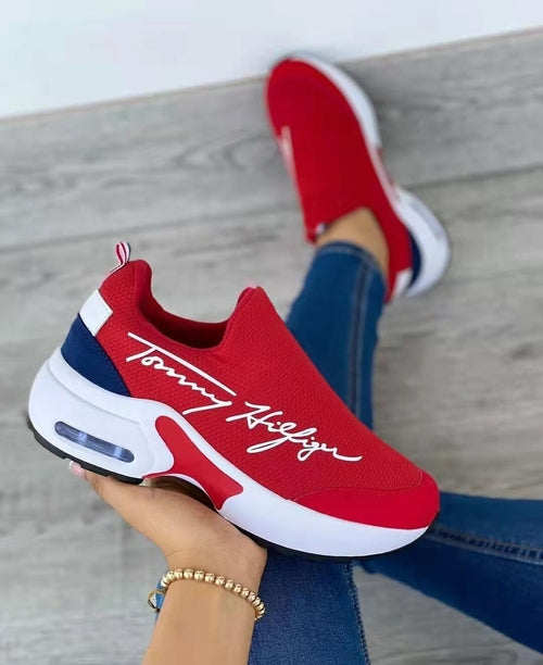 Casual Breathable Wedge Ladies Walking Sneakers Flat Women's Shoes