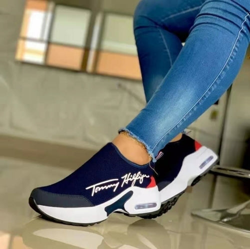 Casual Breathable Wedge Ladies Walking Sneakers Flat Women's Shoes