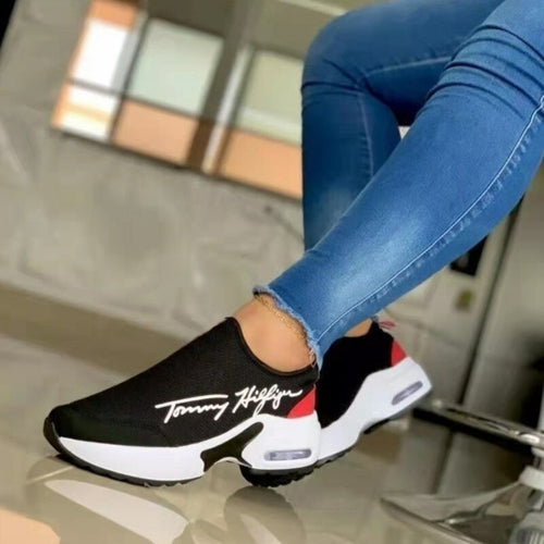 Casual Breathable Wedge Ladies Walking Sneakers Flat Women's Shoes