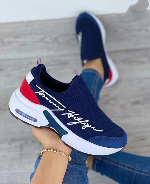 Casual Breathable Wedge Ladies Walking Sneakers Flat Women's Shoes