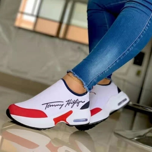 Casual Breathable Wedge Ladies Walking Sneakers Flat Women's Shoes