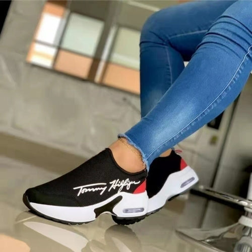 Casual Breathable Wedge Ladies Walking Sneakers Flat Women's Shoes