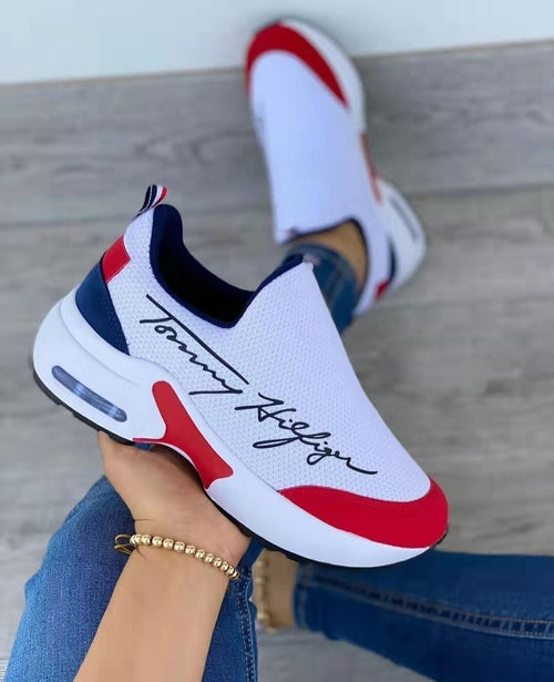Casual Breathable Wedge Ladies Walking Sneakers Flat Women's Shoes