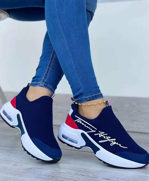 Casual Breathable Wedge Ladies Walking Sneakers Flat Women's Shoes