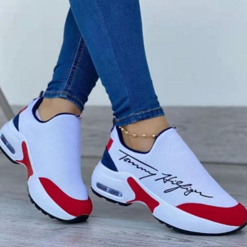 Casual Breathable Wedge Ladies Walking Sneakers Flat Women's Shoes