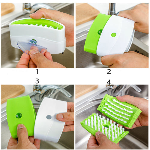 Creative Kitchen Knife and Fork Chopsticks Cleaning Brush with Suction
