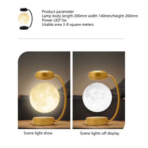 Creative Magnetic Levitation Moon Lamp LED Rotating Dangling Lamp