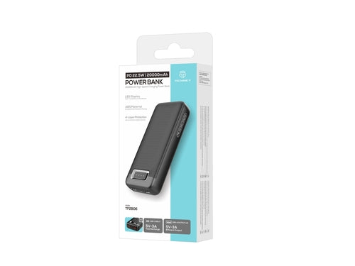 Techancy Power Bank 20000mAh TF2806 PD 22.5W with USB-C and 2 USB,