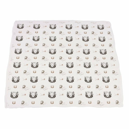 Hear Me Roar Lion and Rhinos and Elephants Bamboo Newcastle Blanket