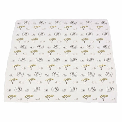Hear Me Roar Lion and Rhinos and Elephants Bamboo Newcastle Blanket